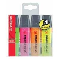 stabilo boss highlighter pen wallet of 4