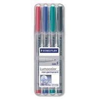 Staedtler Lumocolor Fine Tip Water Soluble Pen Wallet of 4