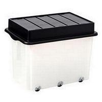 Strata Storemaster (105 Litres) Mega Crate & Trunk Lid on 6 Wheels WxDxH- 710x495x545mm (Clear)