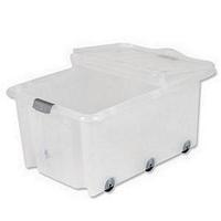 Strata Supa Storemaster (75 Litres) Storage Box on Wheels with Folding Lid Clear WxDxH- 710x495x420mm (Pack of 5)