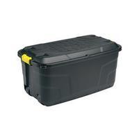strata 145 litre storage trunk with lid and wheels 145 litres black