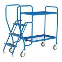 STEP TRAY TROLLEY WITH 2 STEEL SHELVES