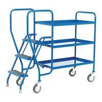 STEP TRAY TROLLEY WITH 3 STEEL SHELVES