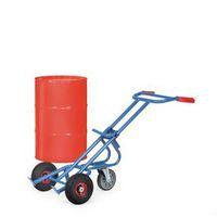 STEEL DRUM TROLLEY ON RUBBER TYRES AND WITH ONE BACK CASTOR SUPPORT