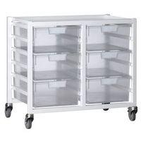 STORAGE unit, WHITE METAL WITH 6x A4 deep CLEAR TRAYS