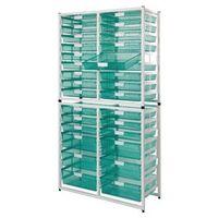 STORAGE TRAY WHITE METAL WITH 6 A3 DEEP AND 24 A3 SHALLOW TINTED BLUE TRAYS