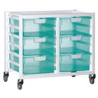 Storage unit, white metal with 6x A4 deep tinted green trays