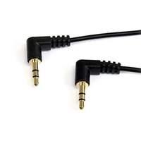 StarTech (3ft) Slim 3.5mm Right Angle Stereo Audio Cable Male/Male (Black)