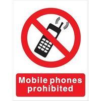 Stewart Superior P087SAV Self-Adhesive Vinyl Sign (150x200mm) - Mobile Phones Prohibited