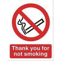 Stewart Superior NS019 Self-Adhesive Vinyl Sign (150x200mm) - Thank You for Not Smoking