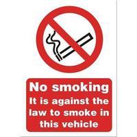 Stewart Superior SB014SAV Self-Adhesive Vinyl Sign (85x110mm) - No Smoking it is Against the Law to Smoke in This Vehicle