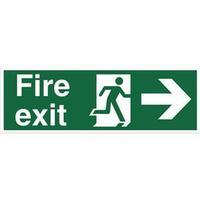 Stewart Superior NS002 Self Adhesive Vinyl Sign (600x200mm) - Fire Exit (Right Arrow)