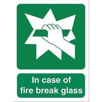 Stewart Superior SP074SAV Self-Adhesive Vinyl Sign (150x200mm) - In Case of Fire Break Glass