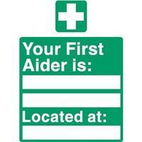 Stewart Superior SP049PVC Self-Adhesive Rigid PVC Sign (150x200mm) - Your First Aider Is