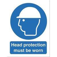 Stewart Superior M005SAV Self-Adhesive Vinyl Sign (150x200mm) - Head Protection Must Be Worn