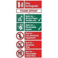 Stewart Superior FF094SAV Self-Adhesive Vinyl Sign (100x200mm.) - Foam Spray Fire Extinguisher