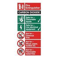 Stewart Superior FF093SAV Self-Adhesive Vinyl Sign (100x200mm) - Carbon Dioxide Fire Extinguisher