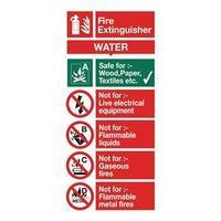 Stewart Superior FF091SAV Self-Adhesive Vinyl Sign (100x200mm) - Water Fire Extinguisher