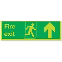 Stewart Superior SP129PP Self-Adhesive Polyproylene Sign (450x150mm) - Fire Exit (Straight Up Arrow)