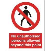 Stewart Superior NS021 Self-Adhesive Vinyl Sign (150x200mm) - No Unauthorised Persons Allowed Beyond This Point