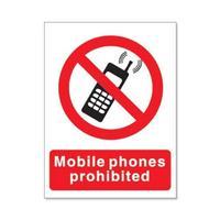 Stewart Superior P087PP Self-Adhesive PVC Sign (150x200mm) - Mobile Phones Prohibited