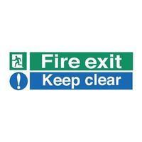 Stewart Superior SP055PVC Self-Adhesive Rigid PVC Sign (600x200mm) - Fire Exit Keep Clear
