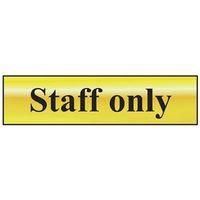 staff only polished brass effect 200 x 50mm