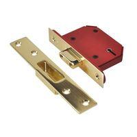 StrongBOLT 2105S Polished Brass 5 Lever Mortice Deadlock Visi 68mm 2.5in