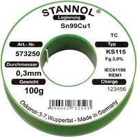 Stannol 573250 Solder Wire Sn99Cu1 KS115 3.0% 0.3mm 100g