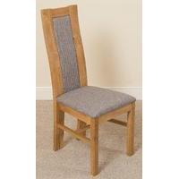 Stanford Solid Oak Light Wood & Grey Fabric Dining Chair