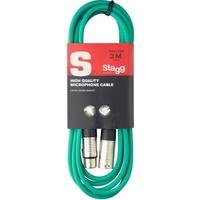 stagg smc3cgr high quality microphone cable xlr xlr plug 3m green