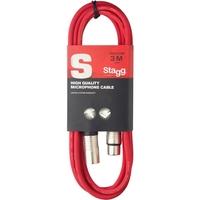 Stagg SMC3CRD High Quality Microphone Cable XLR-XLR Plug 3m Red