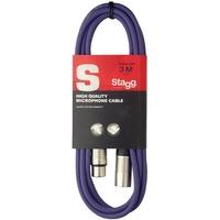 stagg smc3cpp high quality microphone cable xlr xlr plug 3m purple