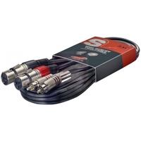 stagg rca male to xlr female twin cable 3m