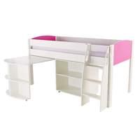 stompa unos mid sleeper pink incl pull out desk and 1 bookcase no door ...
