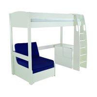 Stompa UNOS high sleeper frame white headboard - chair bed blue and cube with 4 white doors