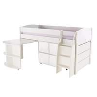 Stompa UNOS mid sleeper white - incl pull out desk and 1 multi cube with 4 white doors and 1 chest of drawers