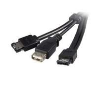 startech power esata male to esata male and usb a female cable 09m