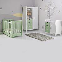 STAMFORD MINI COT BED 3 PIECE NURSERY SET in Pistachio Green by Obaby