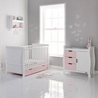 stamford cot bed 2 piece nursery set in eton mess and white by obaby