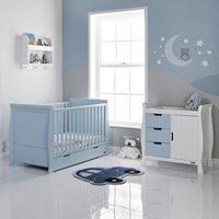 STAMFORD COT BED 2 PIECE NURSERY SET in Bonbon Blue by Obaby