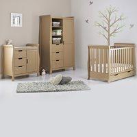 STAMFORD MINI COT BED 3 PIECE NURSERY SET in Iced Coffee by Obaby