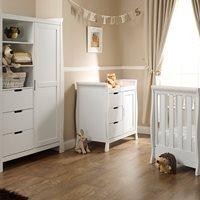 STAMFORD MINI COT BED 3 PIECE NURSERY SET in White by Obaby