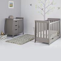 STAMFORD MINI COT BED 2 PIECE NURSERY SET in Taupe Grey by Obaby