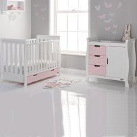 STAMFORD MINI COT BED 2 PIECE NURSERY SET in Eton Mess and White by Obaby