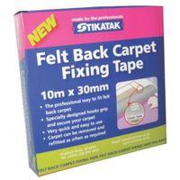 Stikatak White Felt Back Carpet Fixing Tape (L)10m (W)30mm