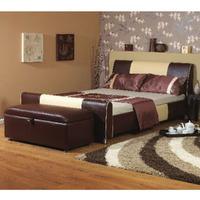 star collection cappachino 3ft single cream tan leather bedstead