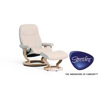 Stressless Garda Classic Cream Chair + Footstool - Medium