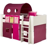 steens glossy white mid sleeper bed frame with purple tunnel and tent  ...
