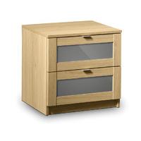 Strada Oak and High Gloss 2 Drawer Bedside Cabinet